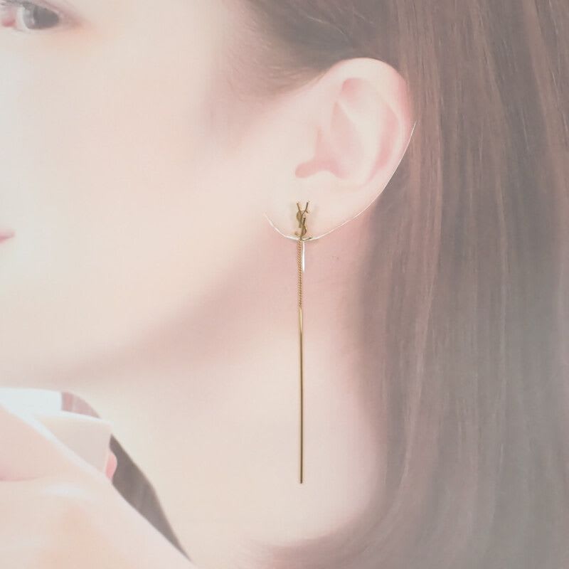 Saint Laurent Cassandra Leather Earring Earrings Chain Metal
