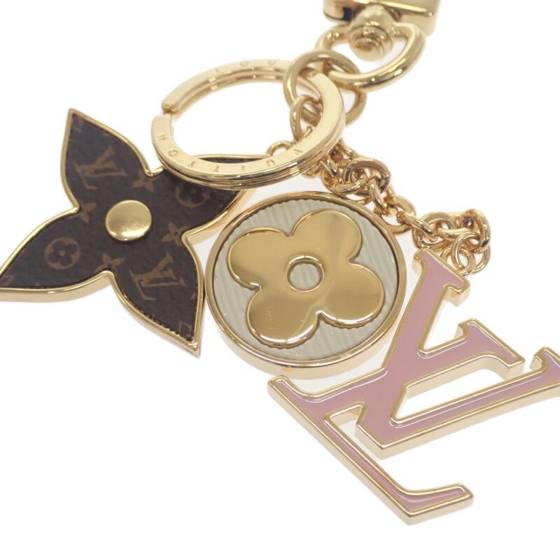 Louis Vuitton Spring Street Bag Charm Monogram Flower key Holder Metal
