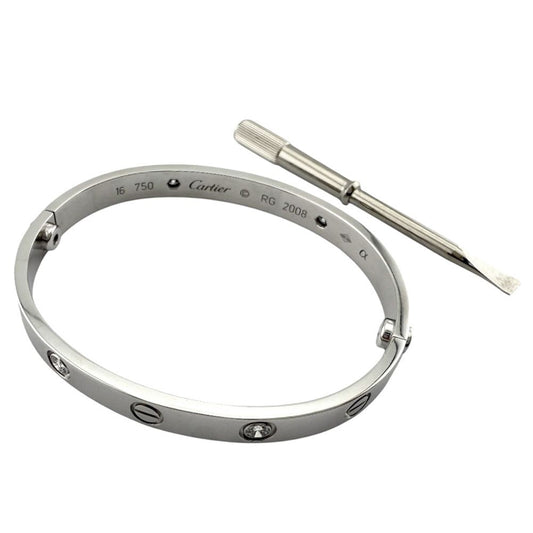 Cartier Love Bracelet with Driver Bangle 18k K18 White Togo Old Diamond Ladies
