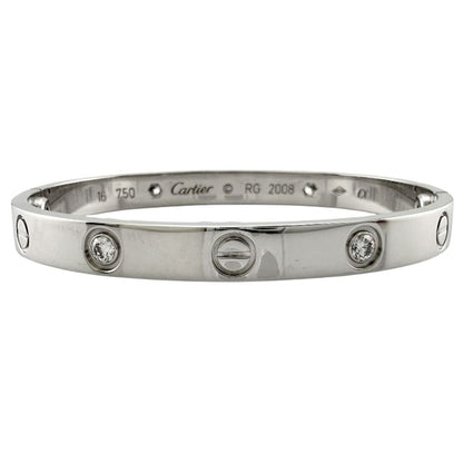 Cartier Love Bracelet with Driver Bangle 18k K18 White Togo Old Diamond Ladies