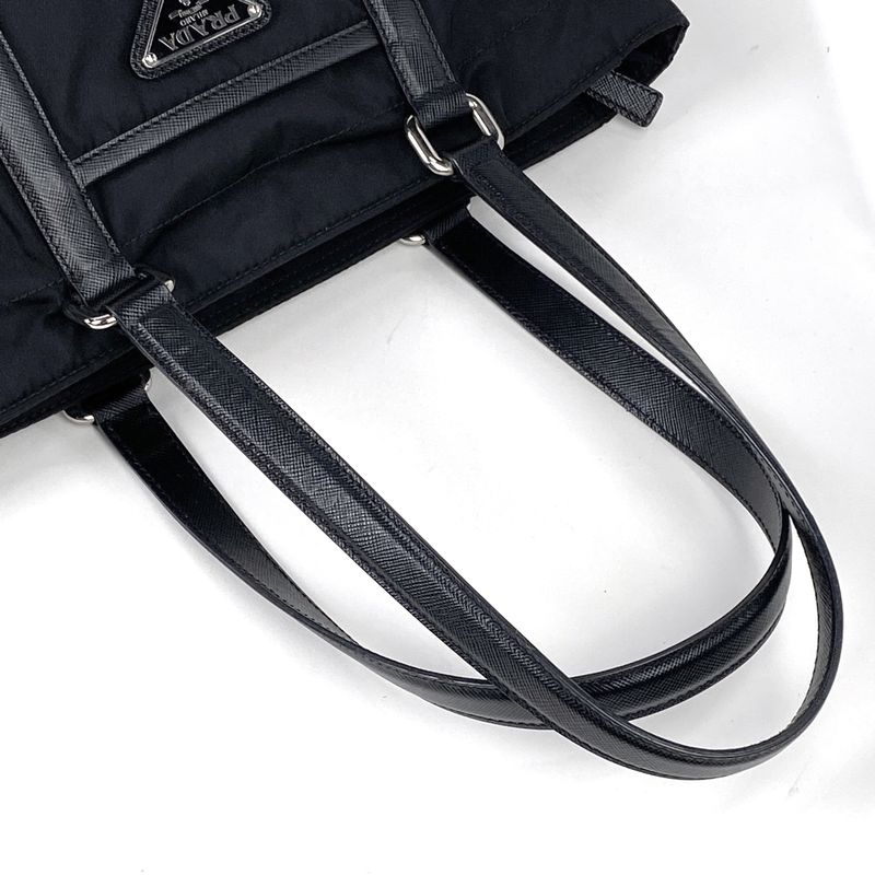 Prada Logo Plate Tote Shoulder Bag Tote Bag Nylon Nero (Black) Women
