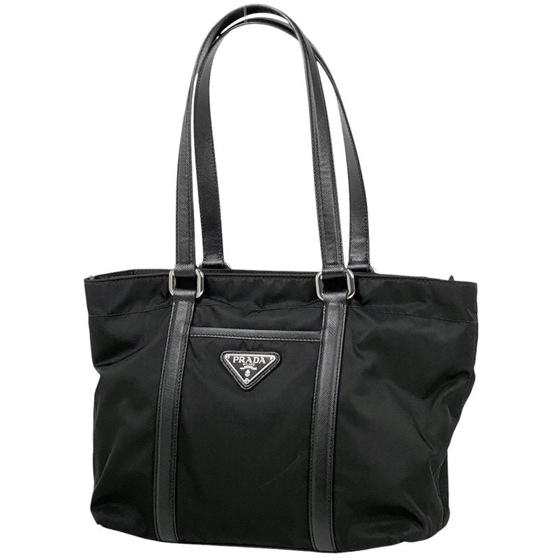 Prada Logo Plate Tote Shoulder Bag Tote Bag Nylon Nero (Black) Women