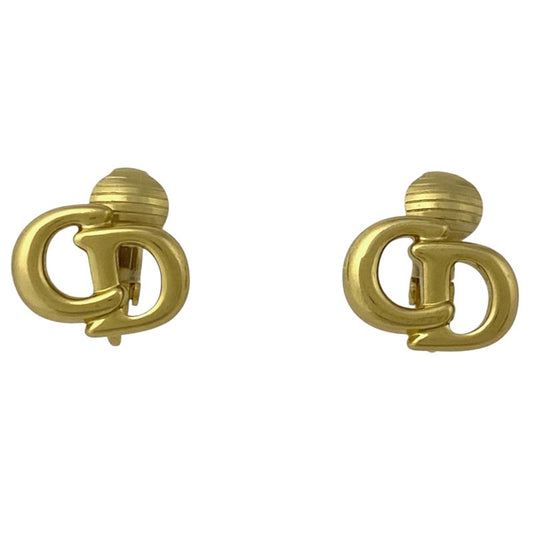 Christian Dior Logo Earrings CD Earrings GP Gold Women