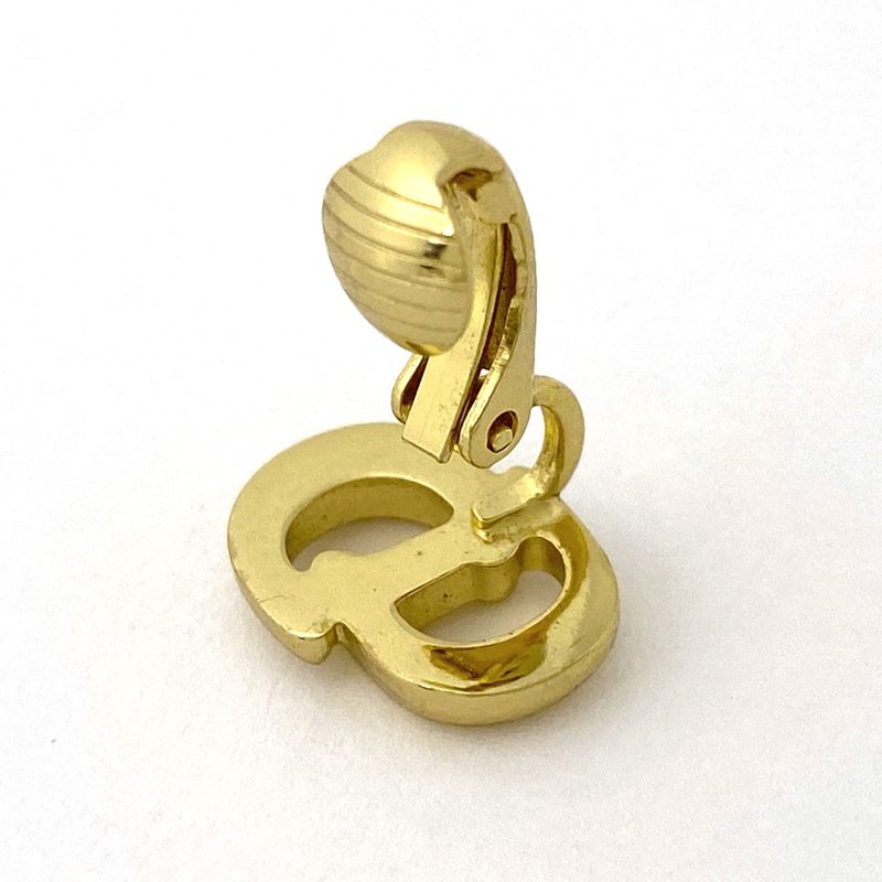 Christian Dior Logo Earrings CD Earrings GP Gold Women