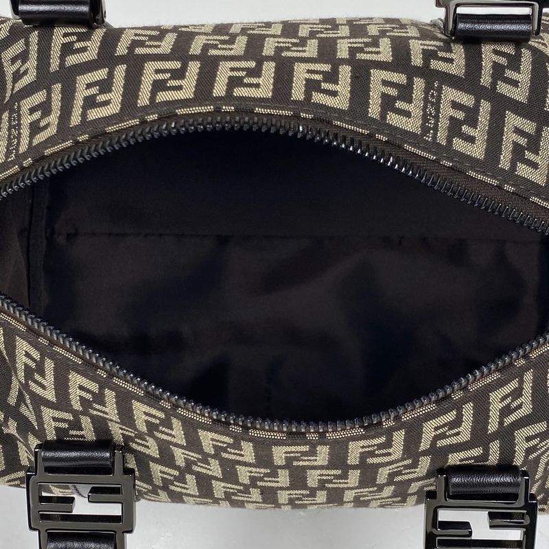 Fendi Zucchino Pattern Handbag Mini Boston Handbag Canvas Brown 8bl068 Women
