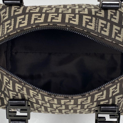 Fendi Zucchino Pattern Handbag Mini Boston Handbag Canvas Brown 8bl068 Women