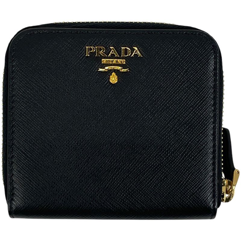 Prada Logo Bifold Wallet Billfold Coin Purse Leather Nero (Black) 1ml522 Women