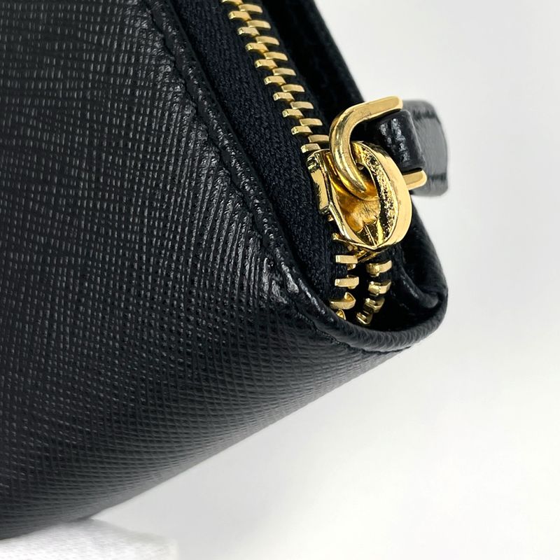 Prada Logo Bifold Wallet Billfold Coin Purse Leather Nero (Black) 1ml522 Women