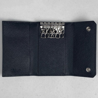 Prada Logo 6-Strand Key Case Key Hook Key Case Saffiano Leather Navy 2pg222