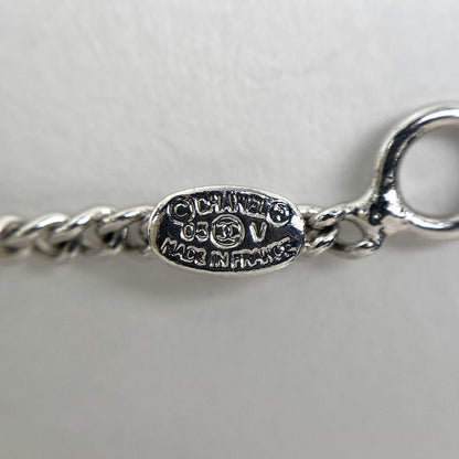 Chanel Coco Mark Necklace CC Necklace Silver Plated White Silver Ladies