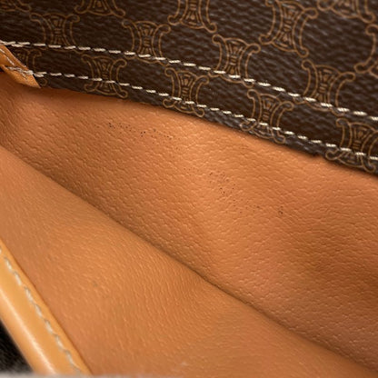 Celine Macadam Pattern Shoulder Bag Crossbody Shoulder Bag Coated Canvas Brown