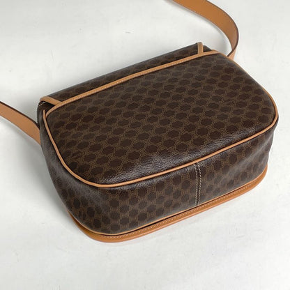 Celine Macadam Pattern Shoulder Bag Crossbody Shoulder Bag Coated Canvas Brown