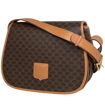 Celine Macadam Pattern Shoulder Bag Crossbody Shoulder Bag Coated Canvas Brown