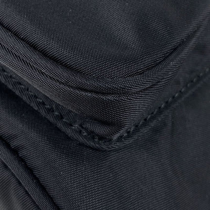 Prada Logo Plate Shoulder Bag 2way Draw String Shape Shoulder Bag Nylon Nero