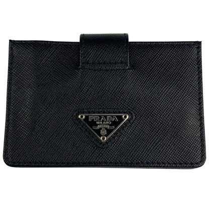 Prada Logo Plate Card Case Card Holder Leather Nero in Black 1m1211 Women