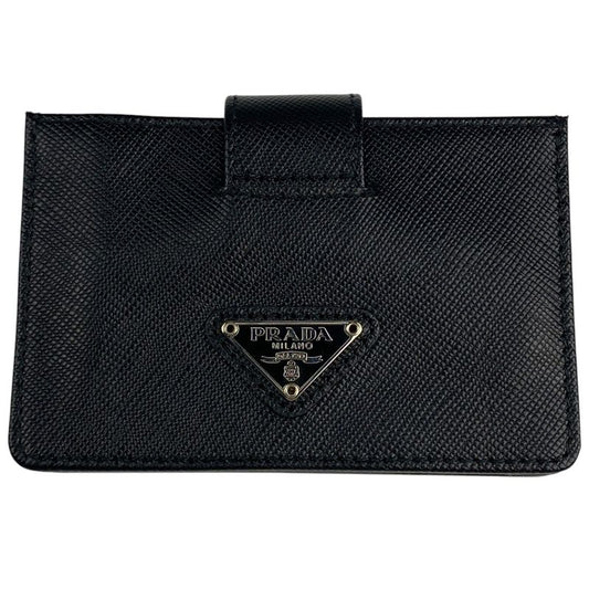 Prada Logo Plate Card Case Card Holder Leather Nero in Black 1m1211 Women
