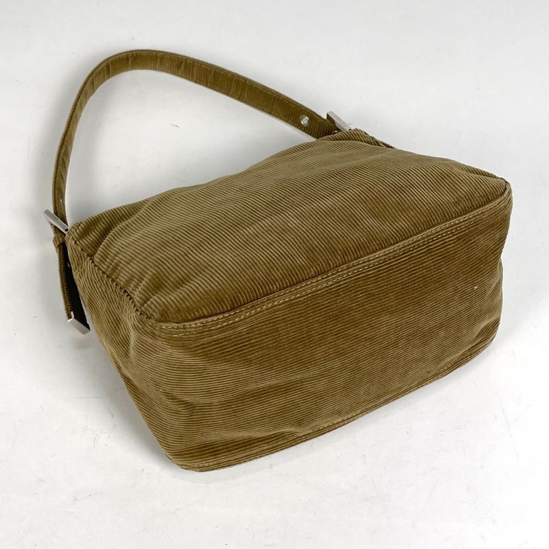 Fendi Zucca Logo Shoulder Bag One Shoulder Handbag Shoulder Bag Corduroy Brown