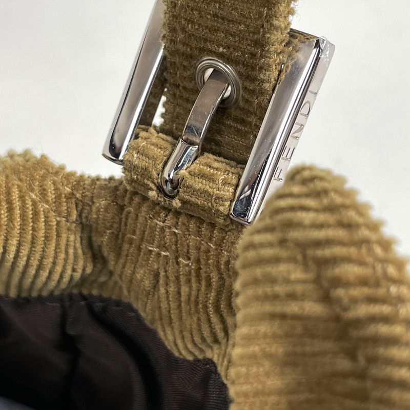 Fendi Zucca Logo Shoulder Bag One Shoulder Handbag Shoulder Bag Corduroy Brown