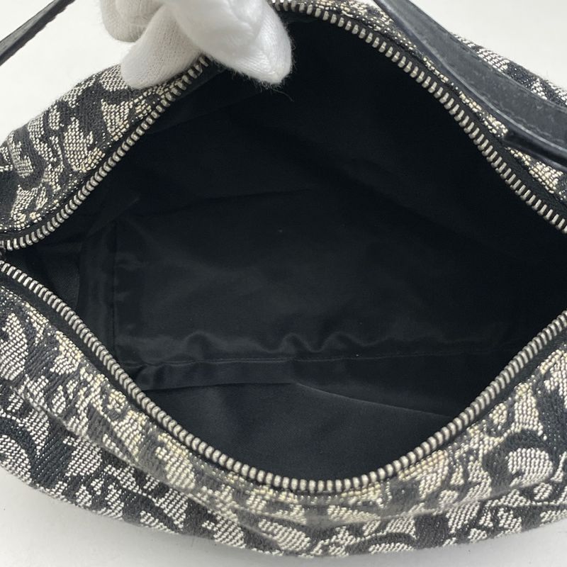 Christian Dior Trotter Pattern Handbag Pouch Handbag Canvas Black Women