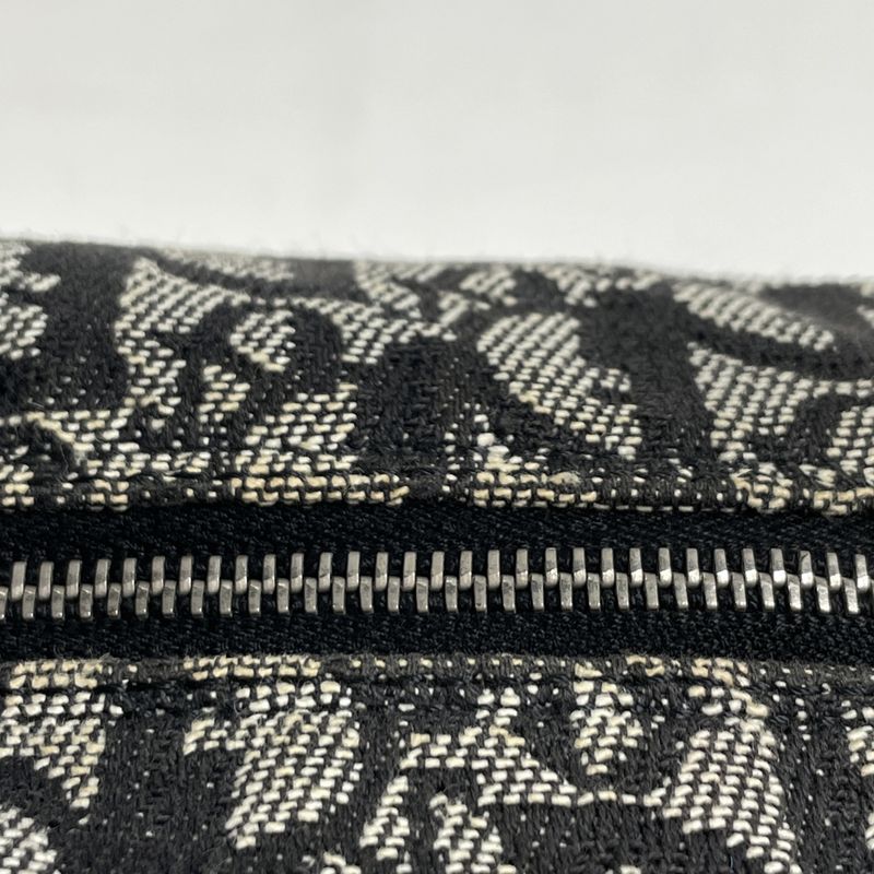 Christian Dior Trotter Pattern Handbag Pouch Handbag Canvas Black Women