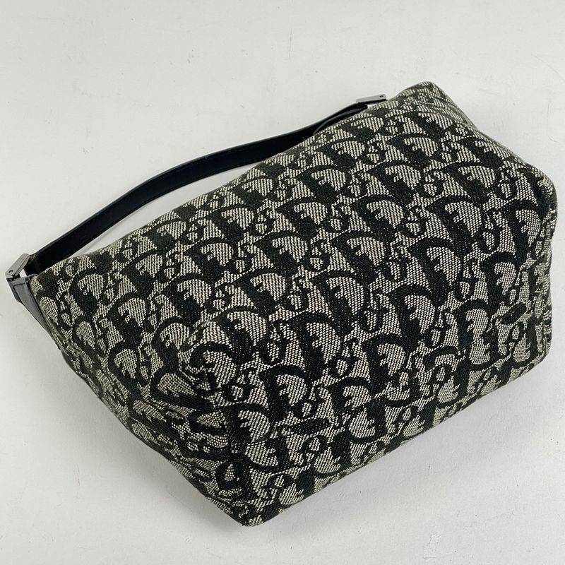Christian Dior Trotter Pattern Handbag Pouch Handbag Canvas Black Women