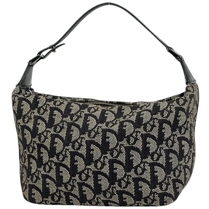 Christian Dior Trotter Pattern Handbag Pouch Handbag Canvas Black Women