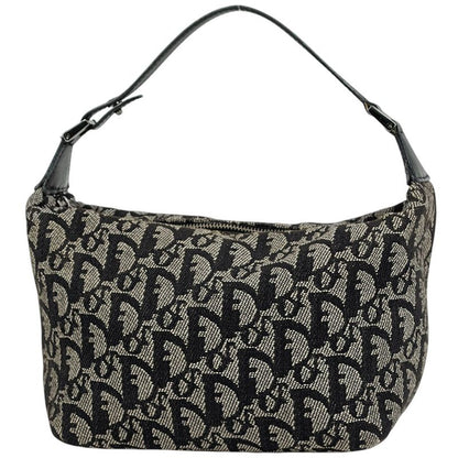 Christian Dior Trotter Pattern Handbag Pouch Handbag Canvas Black Women