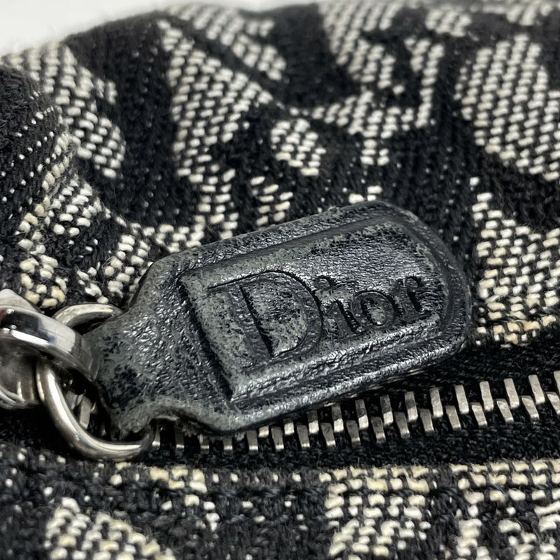 Christian Dior Trotter Pattern Handbag Pouch Handbag Canvas Black Women