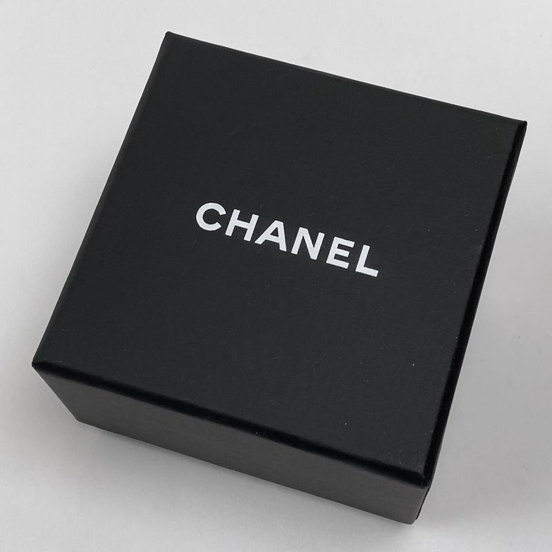 Chanel Coco Mark Rhinestone Ring Moon CC Ring #11.5 Silver Plated Rhinestone