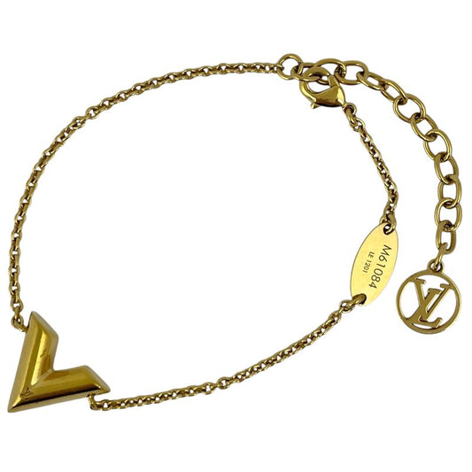 Louis Vuitton Escential V Bracelet Logo Bangle Chain Bracelet GP Gold Ladies