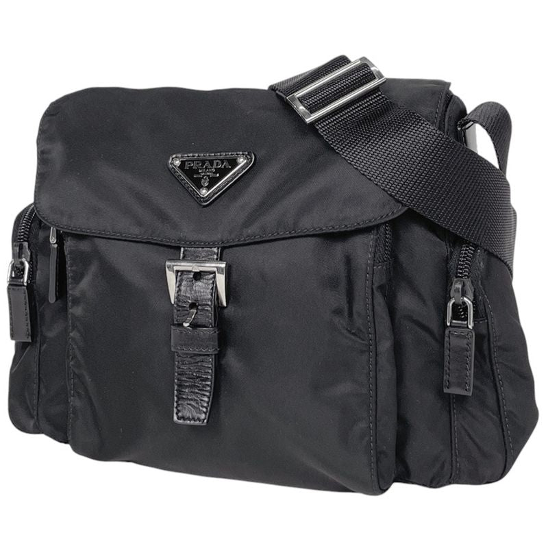 Prada Logo Plate Shoulder Bag Crossbody Shoulder Bag Nylon Nero (Black) Women
