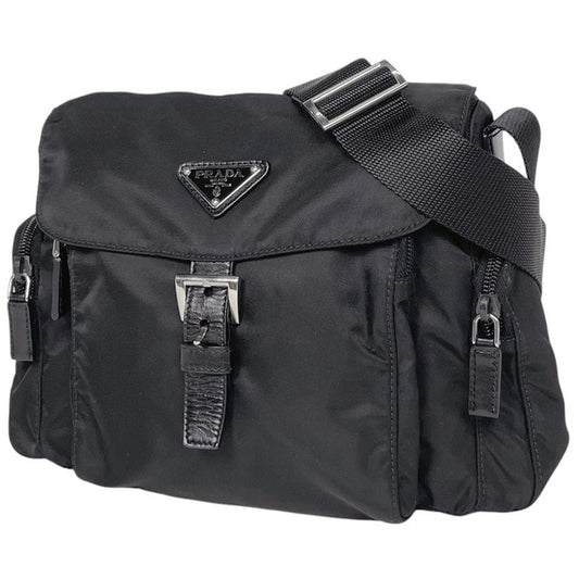 Prada Logo Plate Shoulder Bag Crossbody Shoulder Bag Nylon Nero (Black) Women