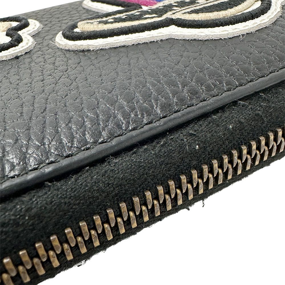 Gucci Wallet Men'S Brand Long Wallet Leather Petit Marmont Dragon Ufo Black