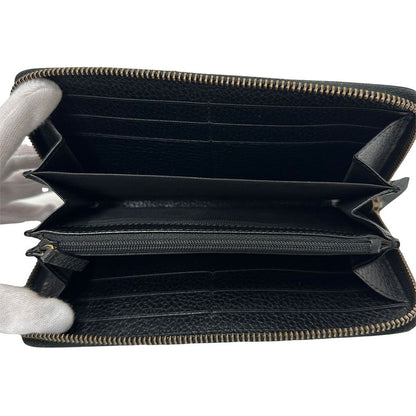 Gucci Wallet Men'S Brand Long Wallet Leather Petit Marmont Dragon Ufo Black