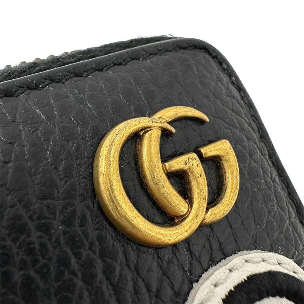 Gucci Wallet Men'S Brand Long Wallet Leather Petit Marmont Dragon Ufo Black