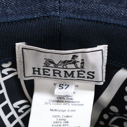 Hermes Helen Silky Denim Pocket Bucket Hat 57