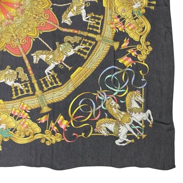 Hermes Scarf Carre 140 LUNA PARK Amusement Park Carousel All Over Pattern Large