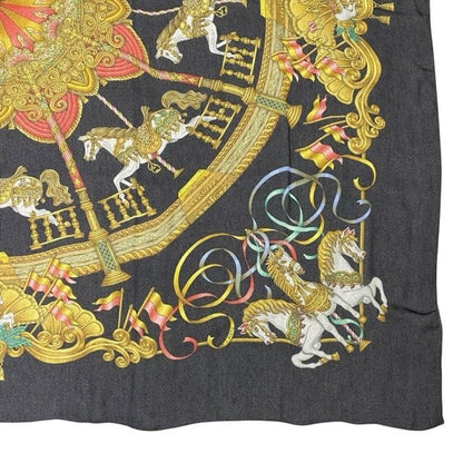 Hermes Scarf Carre 140 LUNA PARK Amusement Park Carousel All Over Pattern Large