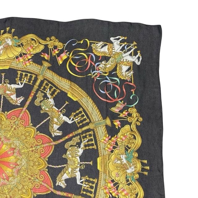 Hermes Scarf Carre 140 LUNA PARK Amusement Park Carousel All Over Pattern Large