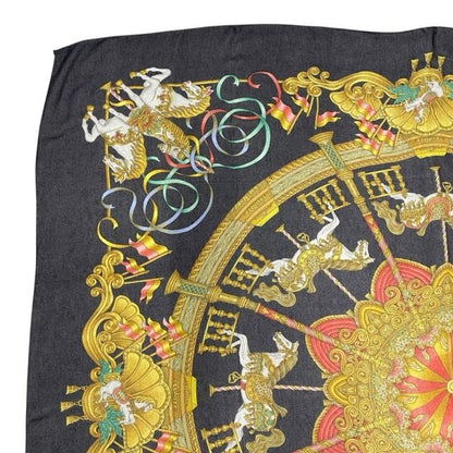 Hermes Scarf Carre 140 LUNA PARK Amusement Park Carousel All Over Pattern Large