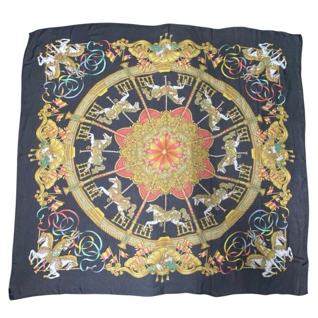 Hermes Scarf Carre 140 LUNA PARK Amusement Park Carousel All Over Pattern Large
