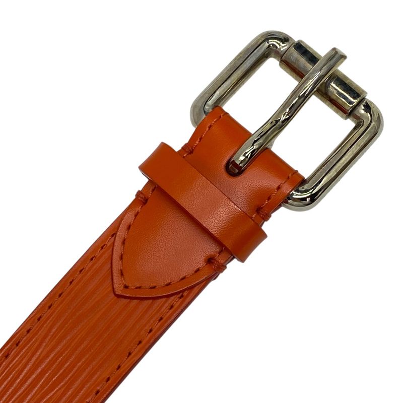 Louis Vuitton Epi Belt Accessories Logo Leather Orange Silver M9552 Louis