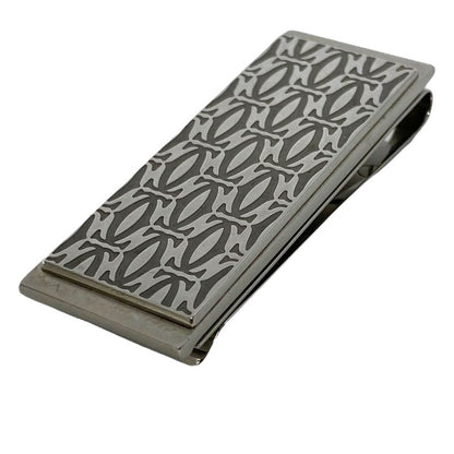 Cartier C De Cartier Decor Money Clip Accessory Logo Pattern Metal Silver