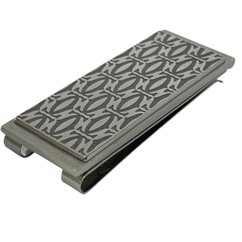 Cartier C De Cartier Decor Money Clip Accessory Logo Pattern Metal Silver