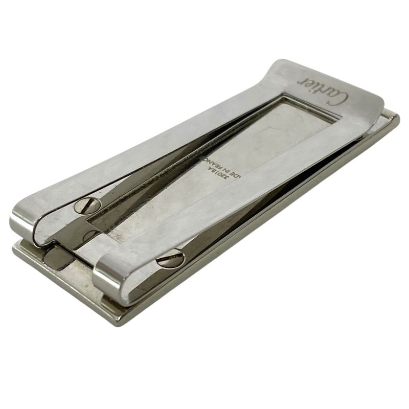Cartier C De Cartier Decor Money Clip Accessory Logo Pattern Metal Silver