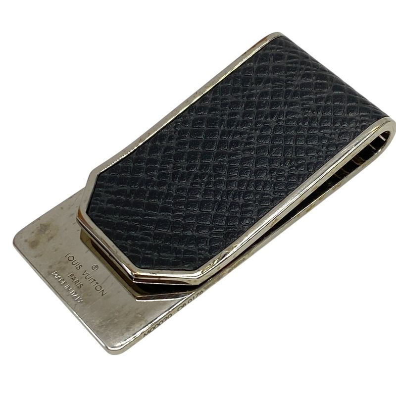 Louis Vuitton Money Clip Bill Clip Neo LV Club Accessory Logo Silver Black