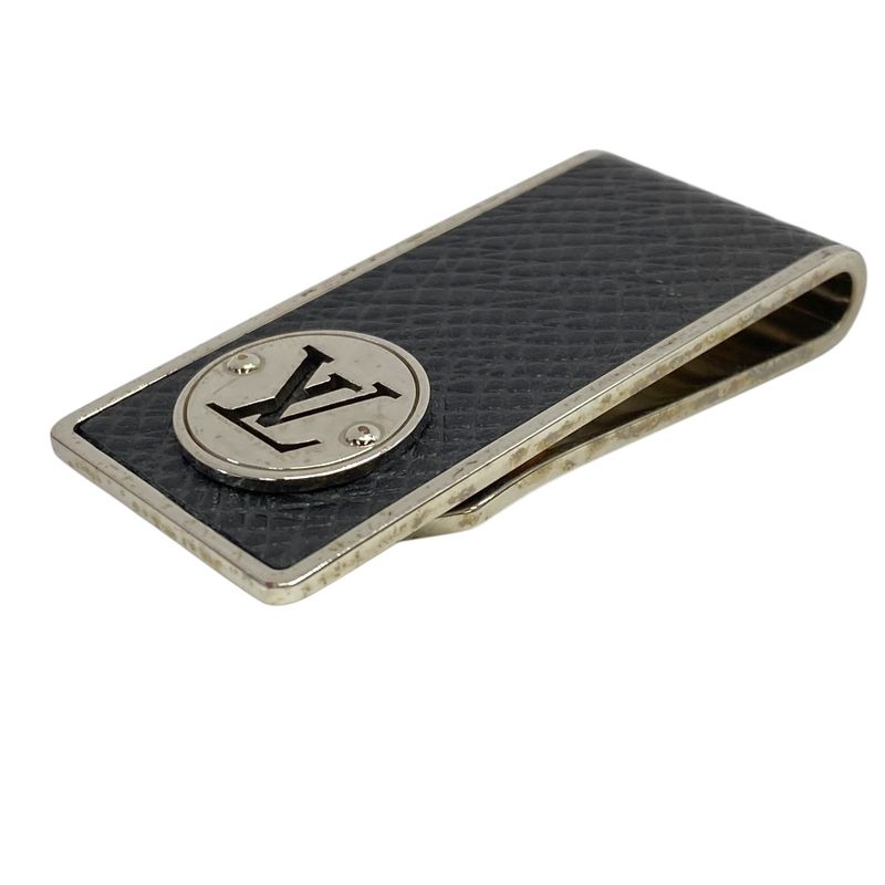 Louis Vuitton Money Clip Bill Clip Neo LV Club Accessory Logo Silver Black