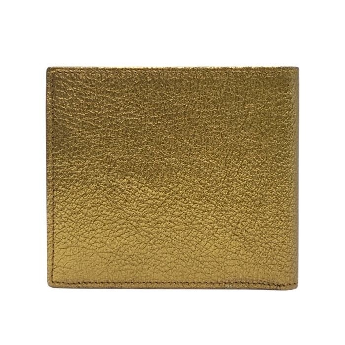 Yves Saint Laurent Bifold Wallet Folding Wallet Medium Wallet Gold Leather YVES
