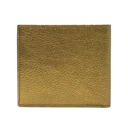 Yves Saint Laurent Bifold Wallet Folding Wallet Medium Wallet Gold Leather YVES