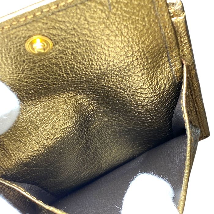 Yves Saint Laurent Bifold Wallet Folding Wallet Medium Wallet Gold Leather YVES